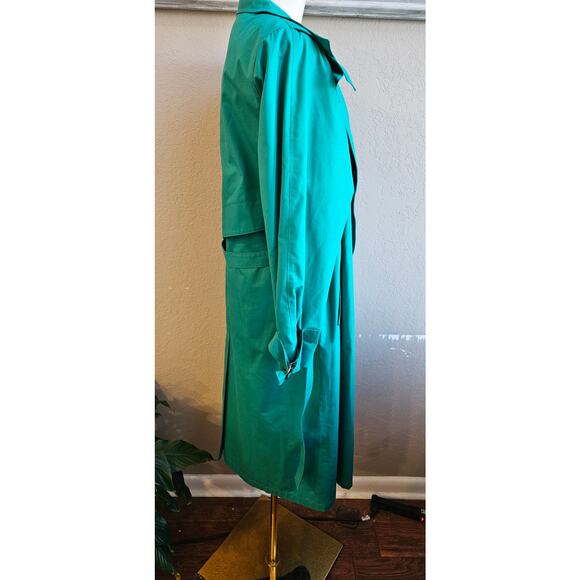 Vintage‎ London Fog PRISTINE Belted Trench Coat Women Size 10 Petite Green - Picture 4 of 11